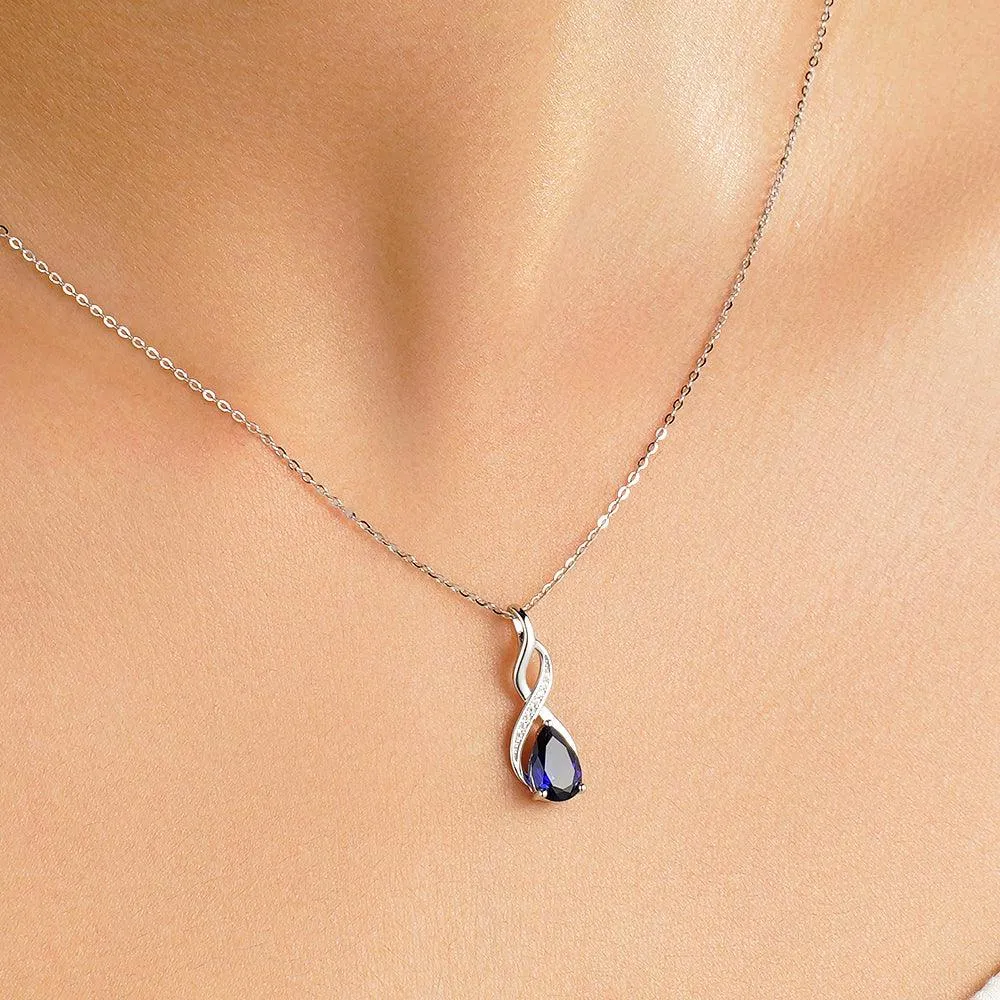 1.56 CT. Blue Sapphire and White Sapphire Infinity Swirl Pendant