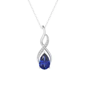 1.56 CT. Blue Sapphire and White Sapphire Infinity Swirl Pendant