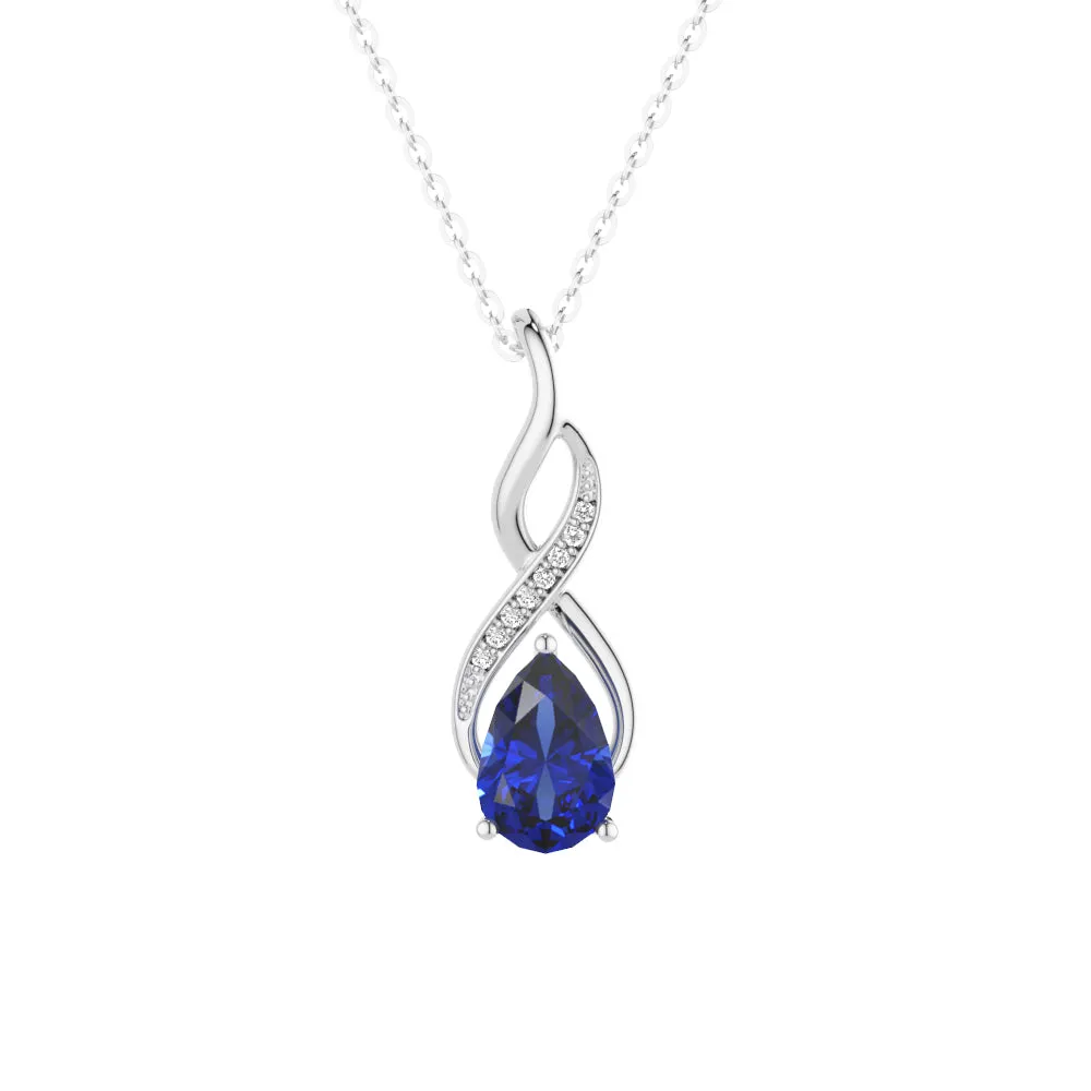 1.56 CT. Blue Sapphire and White Sapphire Infinity Swirl Pendant