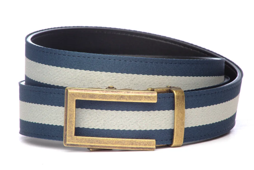 1.5" Navy w/White Stripe w/buckle