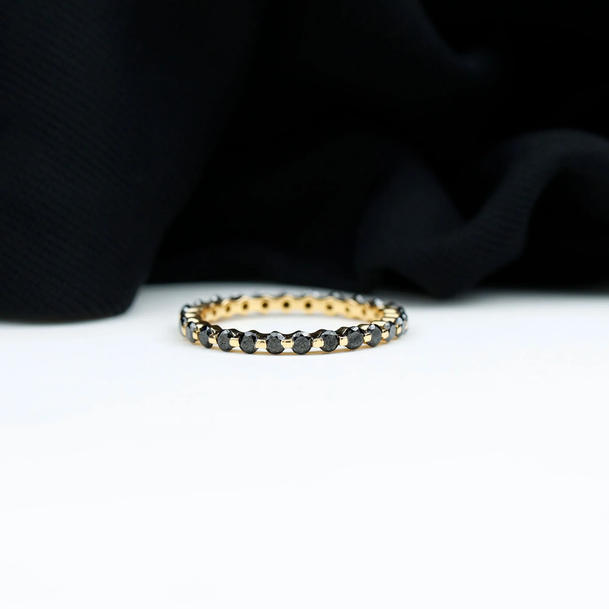 1.75 CT Black Diamond Floating Eternity Ring