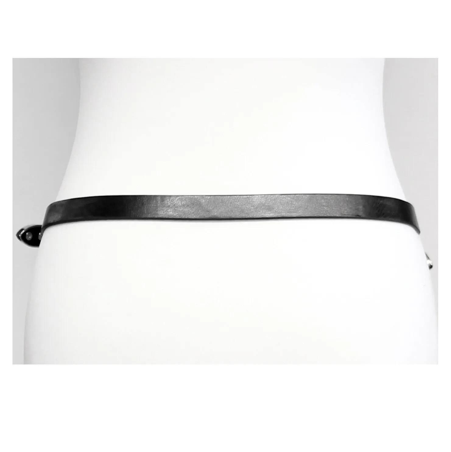 1.8cm Black Skinny Western Style Belt with Plain Silver Buckle