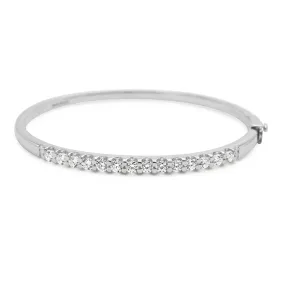 18ct White Gold Brilliant Cut Diamond Set Hinged Bangle