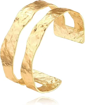 18k Gold Layer Hammer Cuff Bangle