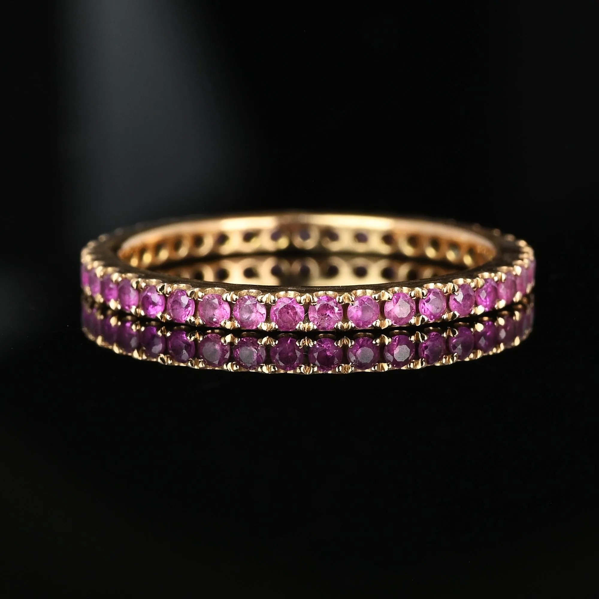 18K Rose Gold Full Eternity Pink Sapphire Ring Band