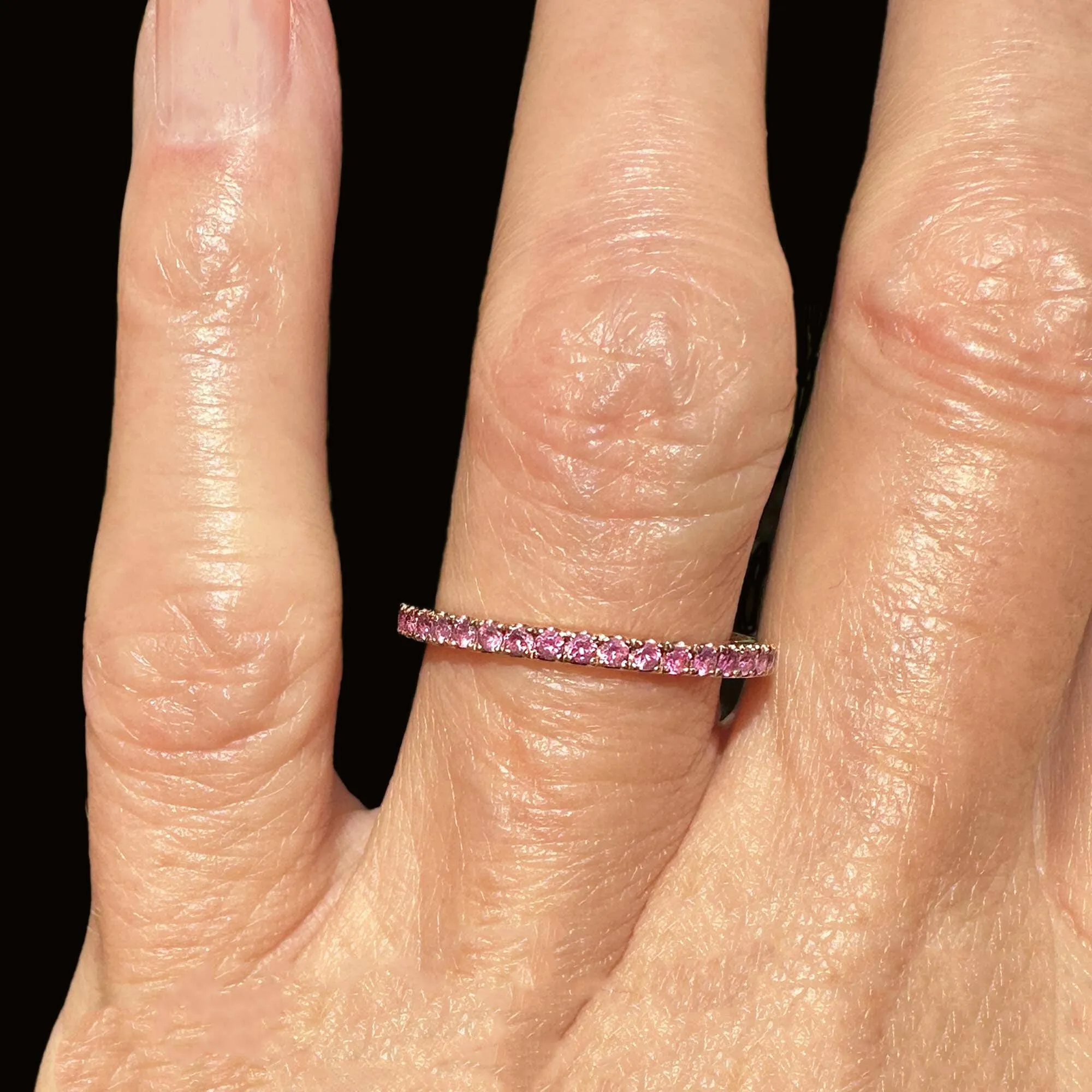 18K Rose Gold Full Eternity Pink Sapphire Ring Band