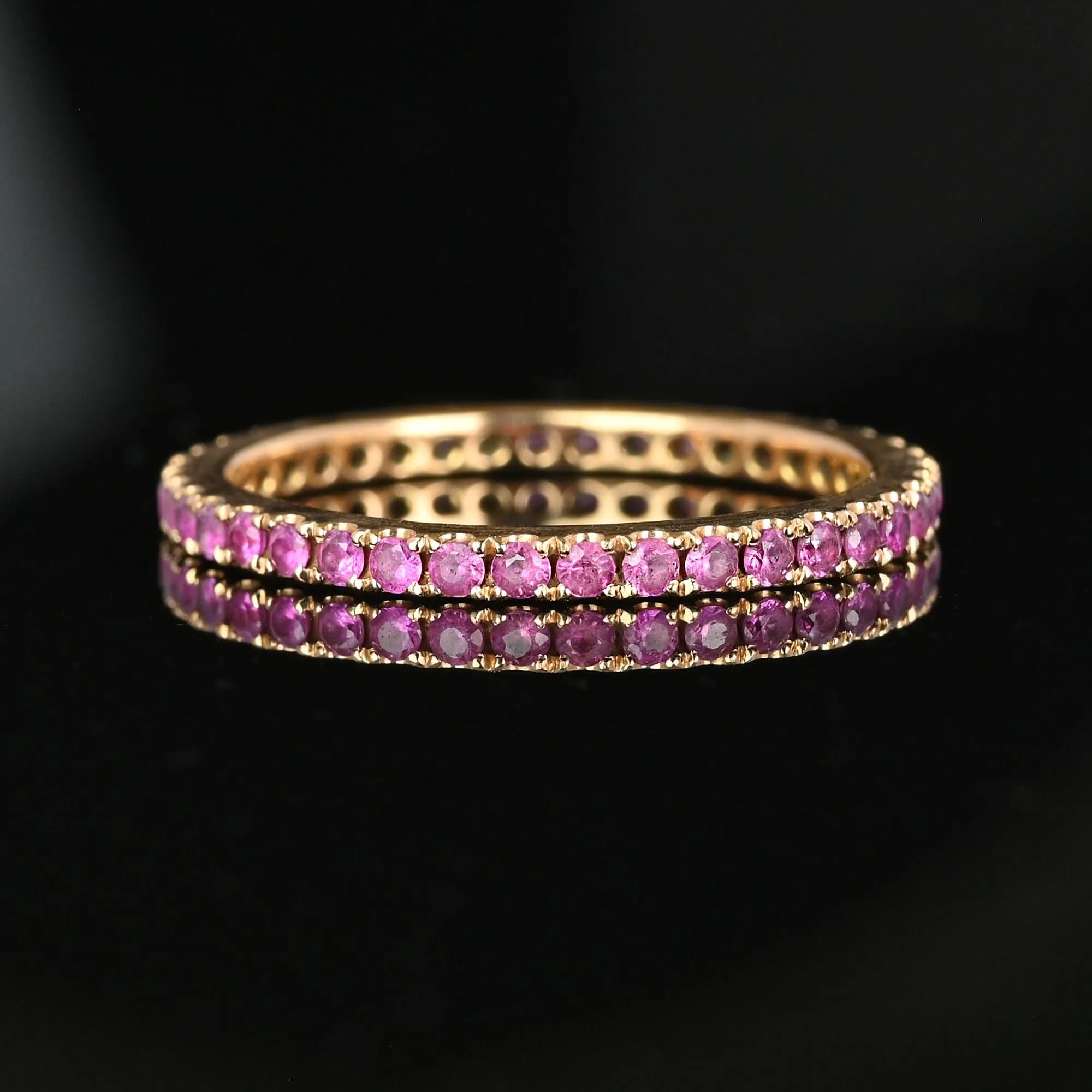 18K Rose Gold Full Eternity Pink Sapphire Ring Band