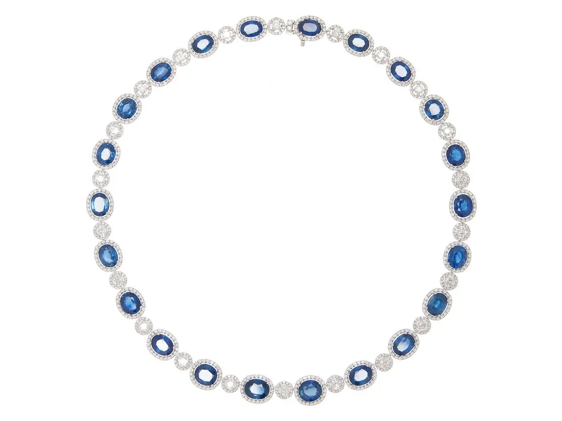 18k White Gold Sapphire & Diamond Necklace