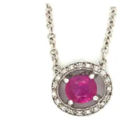 18kt Gold Necklace with Pink Sapphire and Diamond