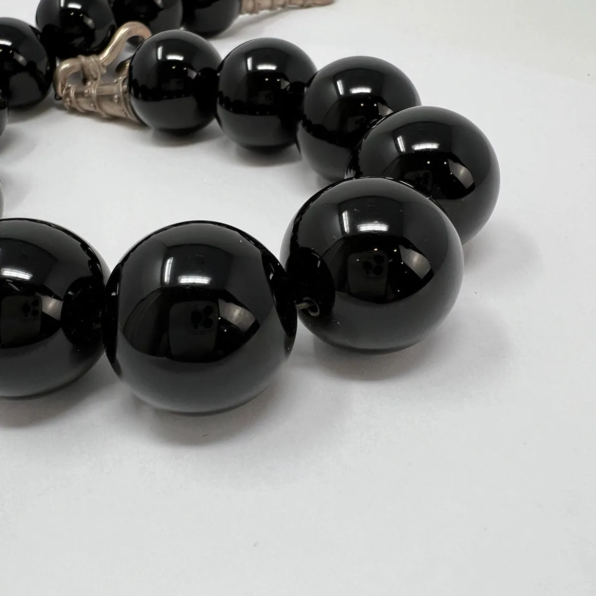 18" Black Ball Necklace with Detachable Sterling Silver and Onyx Pendant