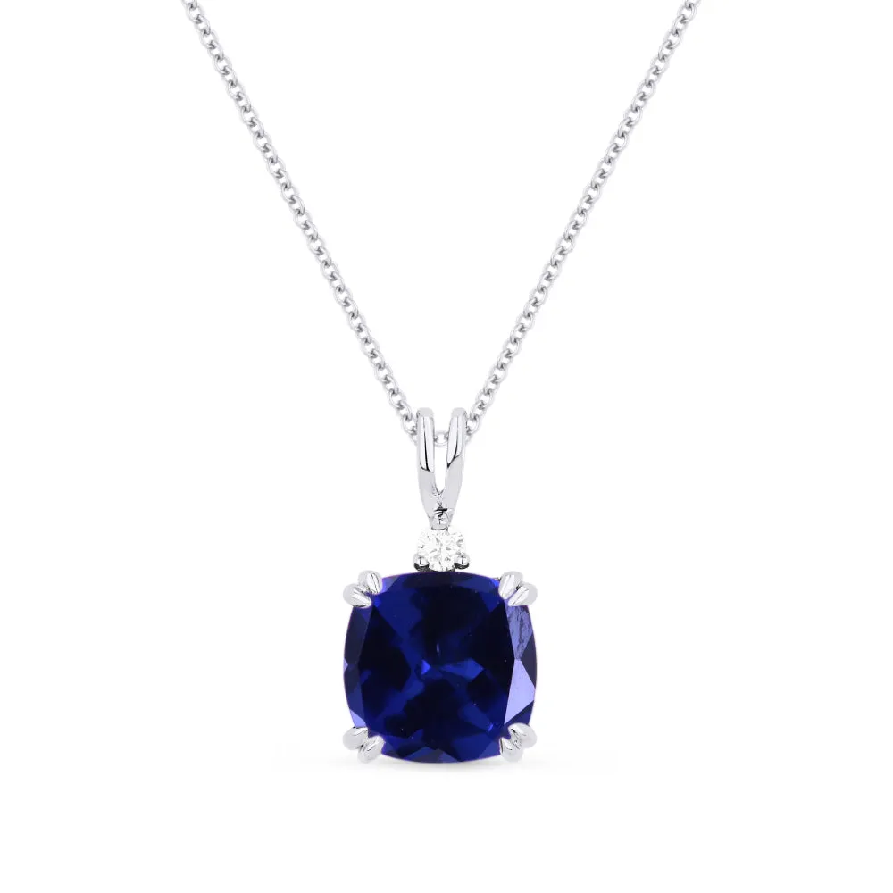 2.05ct Created Sapphire 16"Pendant Necklace in 14K White Gold