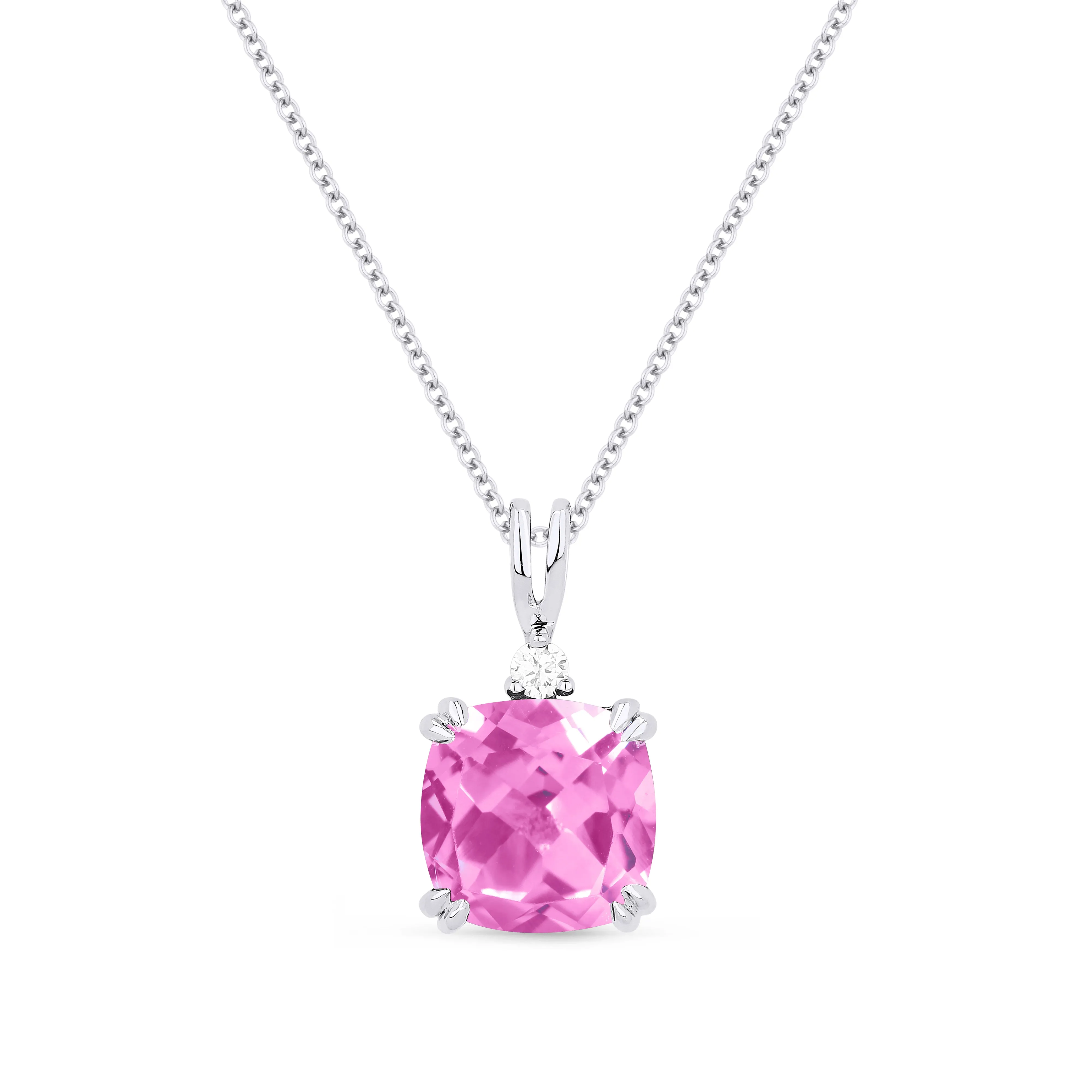 2.05ct Pink Sapphire 16"Pendant Necklace in 14K White Gold