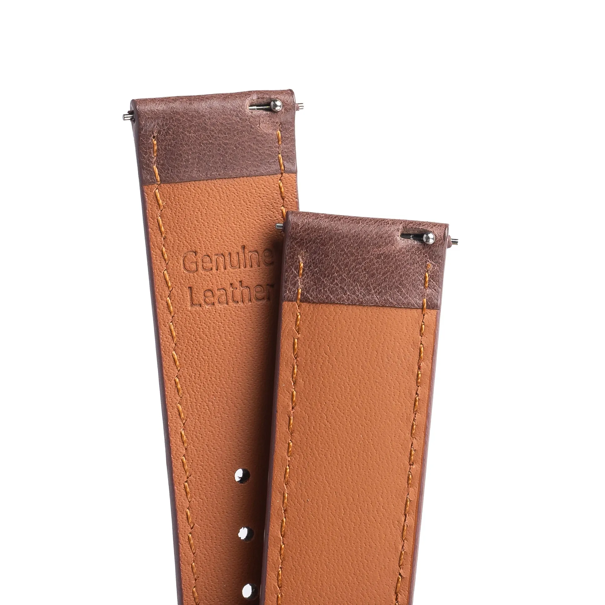 20mm 22mm Quick Release Padded Leather Watch Strap - Cocoa Brown