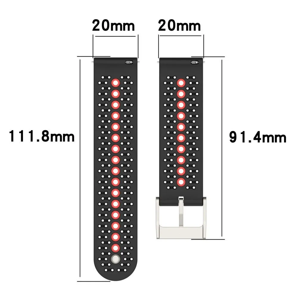 20mm Universal bi-color silicone watch strap - Grey / Black