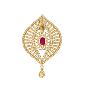 22K Yellow Gold & CZ Stone Pendant for Women (9.6gm)