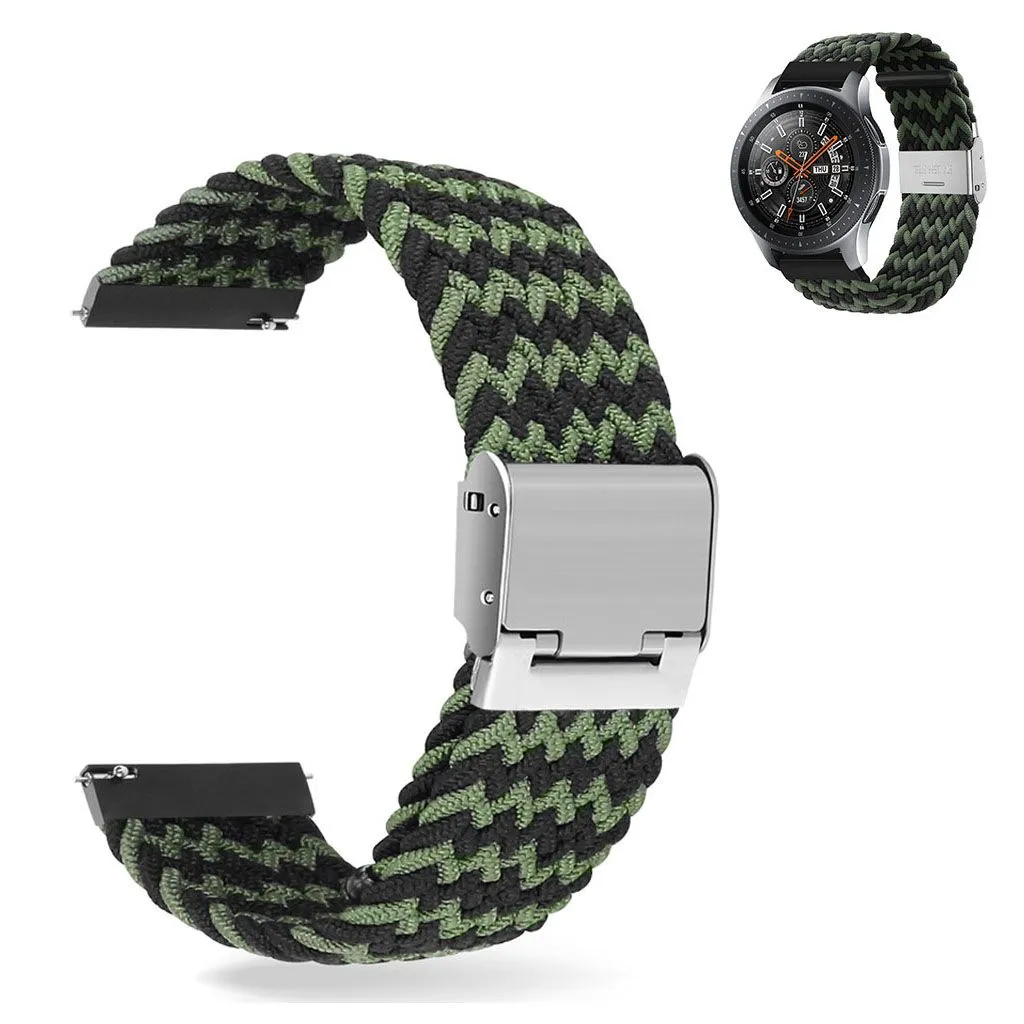 22mm Universal elastic nylon watch strap - Black / Green