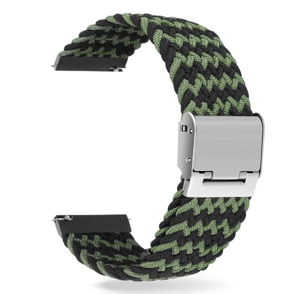 22mm Universal elastic nylon watch strap - Black / Green