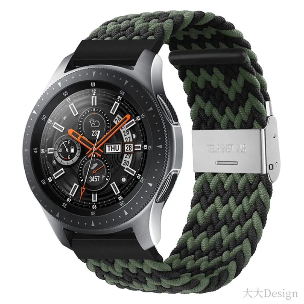 22mm Universal elastic nylon watch strap - Black / Green