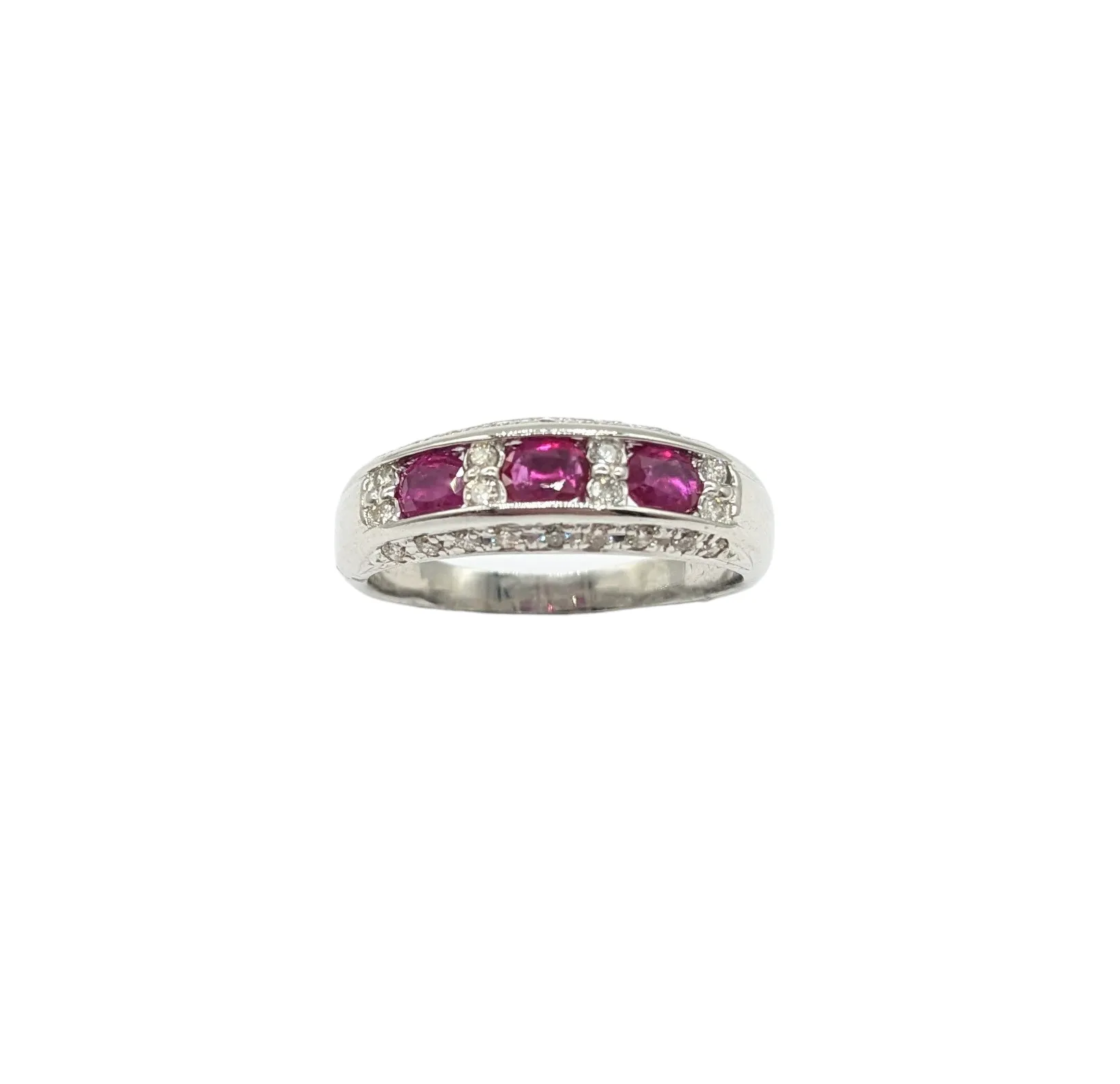 3 Ruby Inline and Diamond Ring