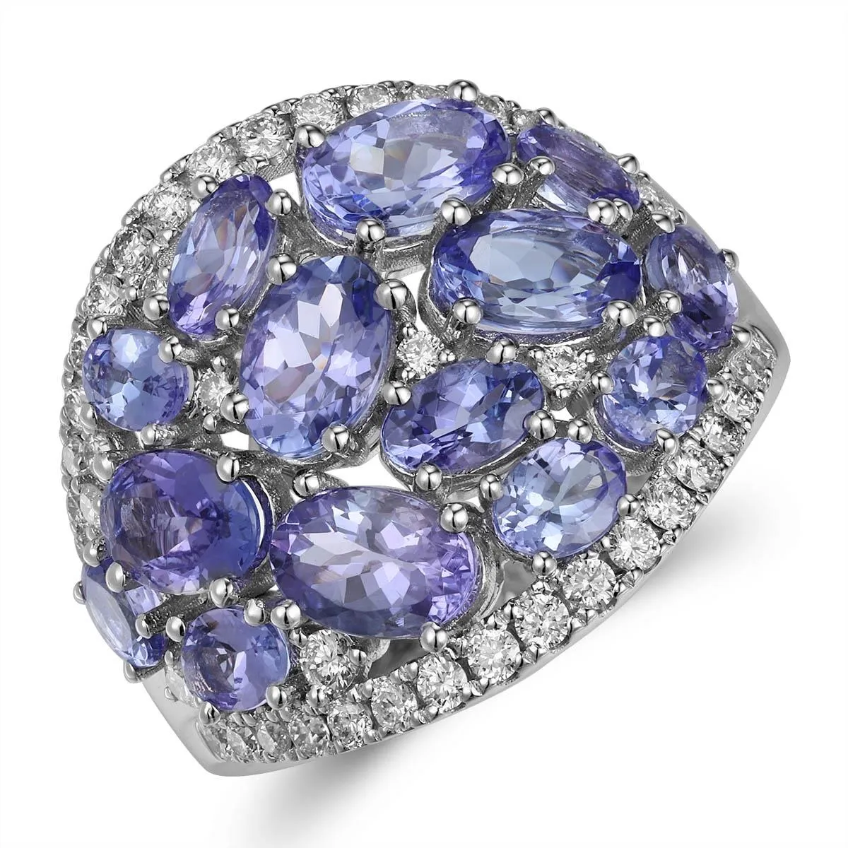 4.62ct tw Oval Cut Tanzanite & Diamond Cocktail Ring