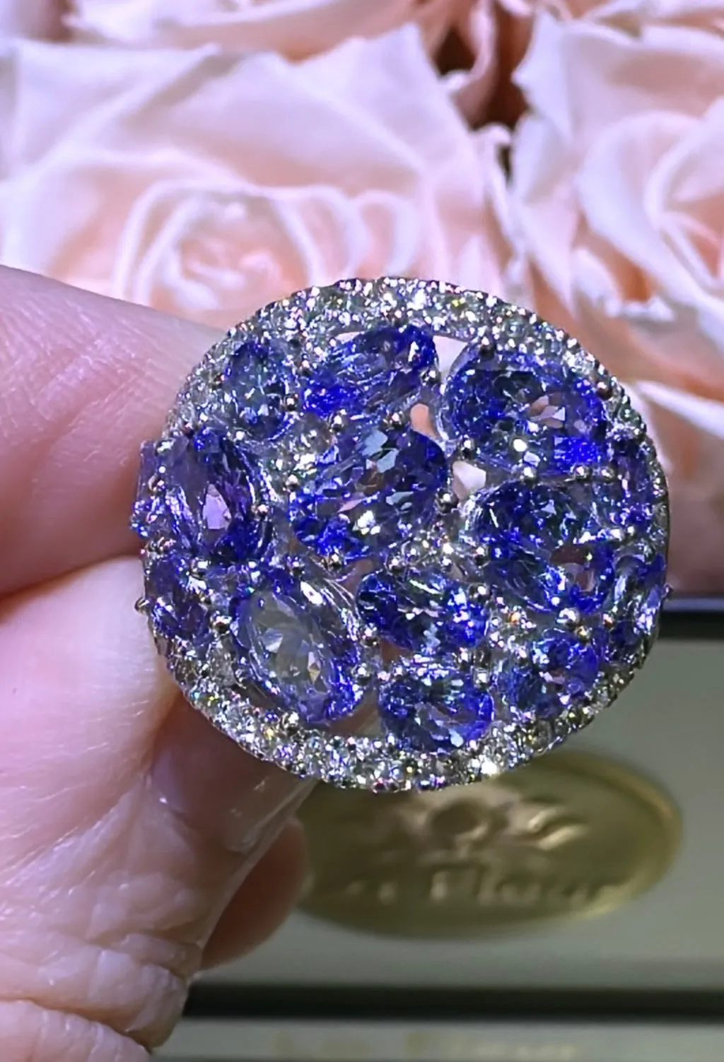 4.62ct tw Oval Cut Tanzanite & Diamond Cocktail Ring