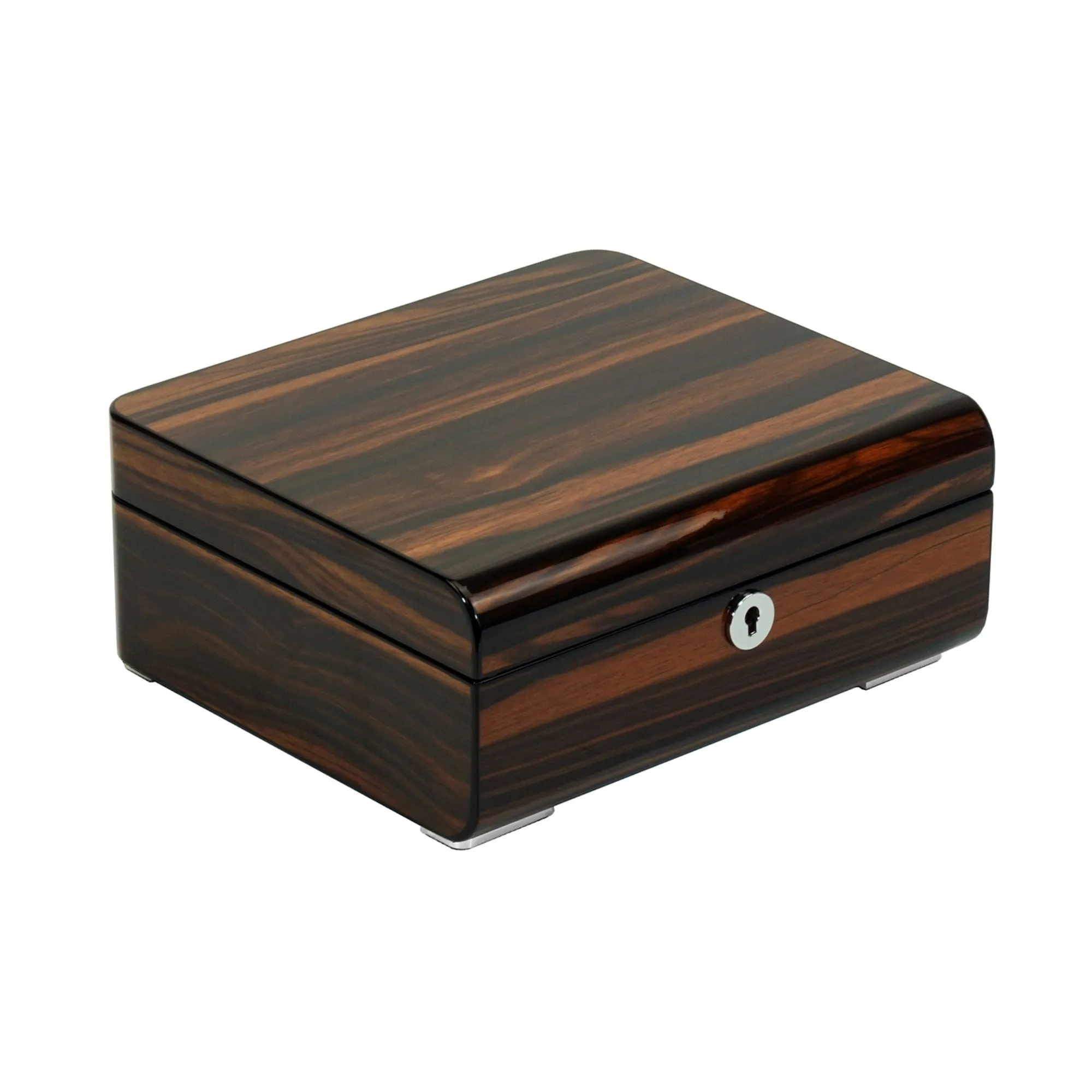 6 Slots Watch Box with Lock in Wooden Ebony