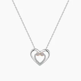 925 Sterling Silver New Double Heart-Shaped Necklace