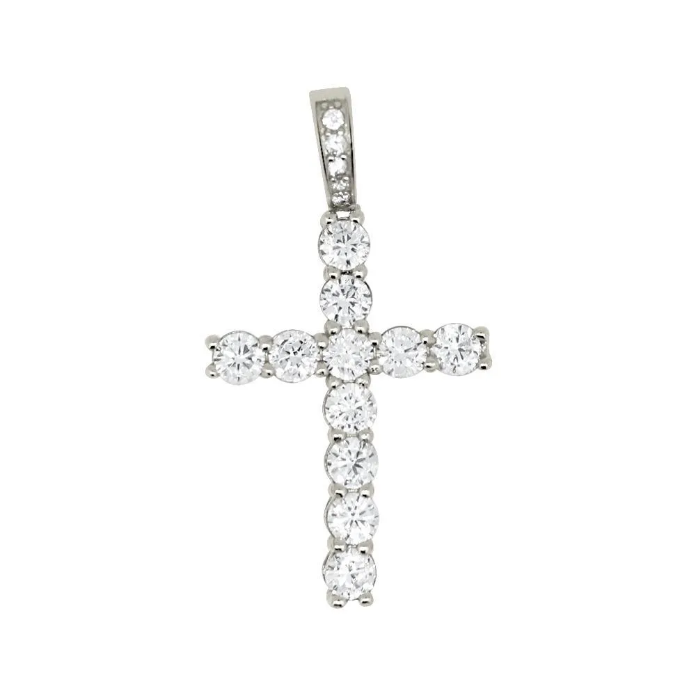 .925 Sterling Silver Tennis Bling Bling Cross Wrapped