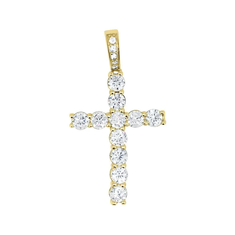 .925 Sterling Silver Tennis Bling Bling Cross Wrapped