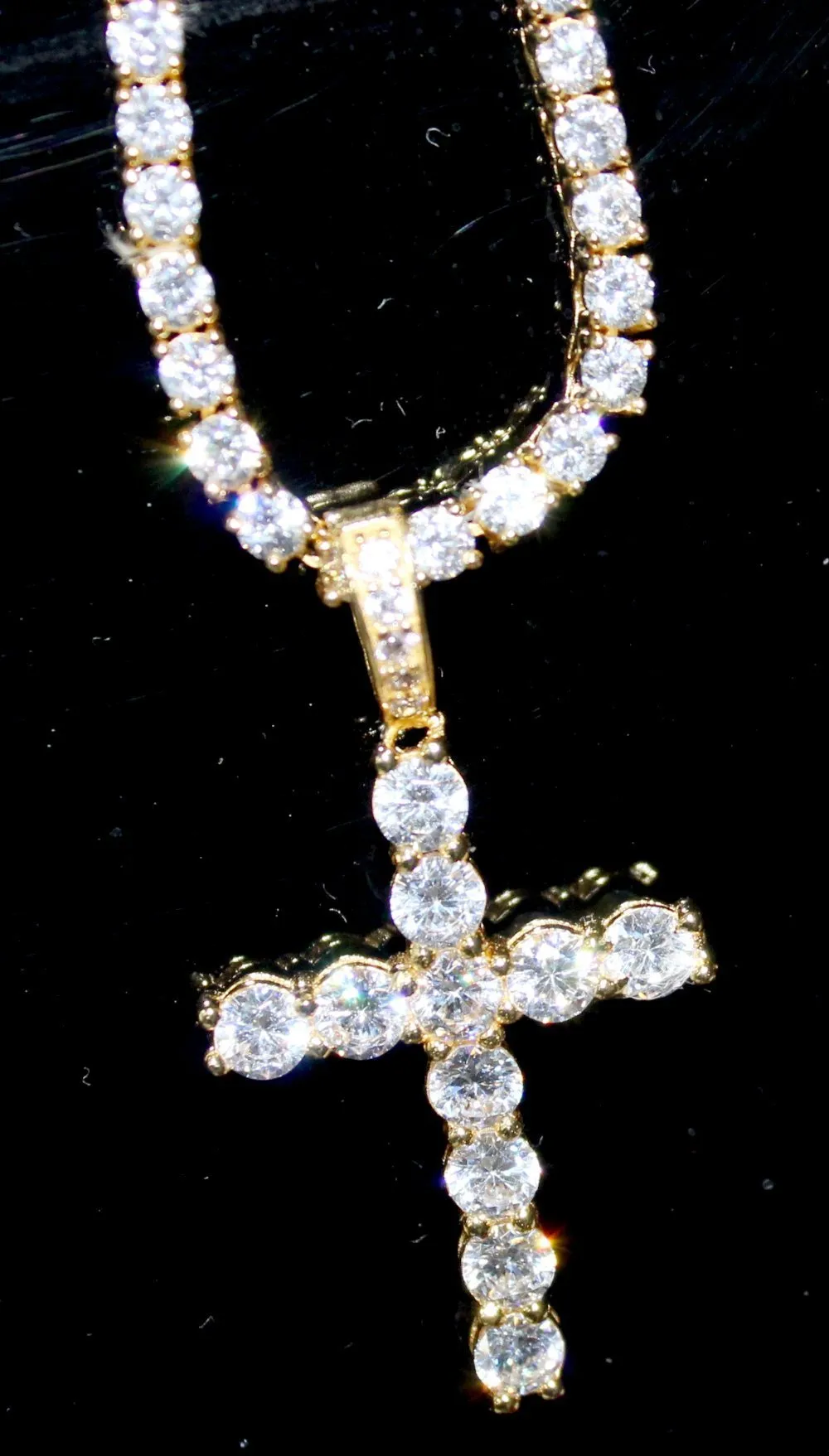 .925 Sterling Silver Tennis Bling Bling Cross Wrapped