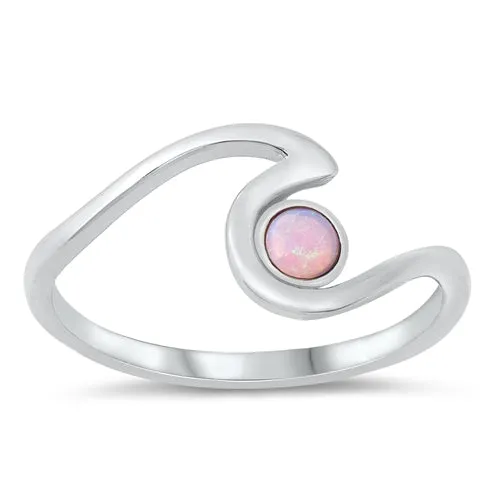 925 Sterling Silver Wave Ring With Opal Inlay