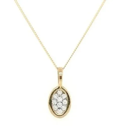 9ct CZ Oval Pendant