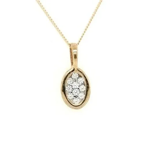 9ct CZ Oval Pendant