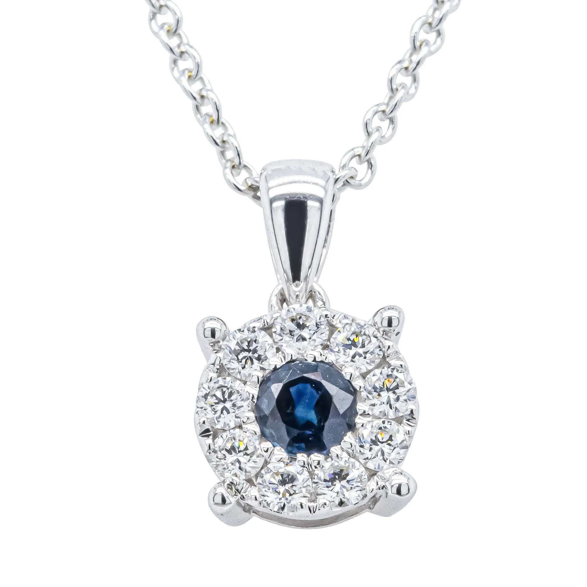 9ct White Gold Sapphire & Diamond Galaxy Pendant