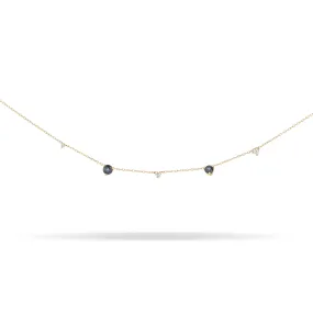 Adina - Diana Sapphire   Diamond Amigos Station Necklace in Y14k