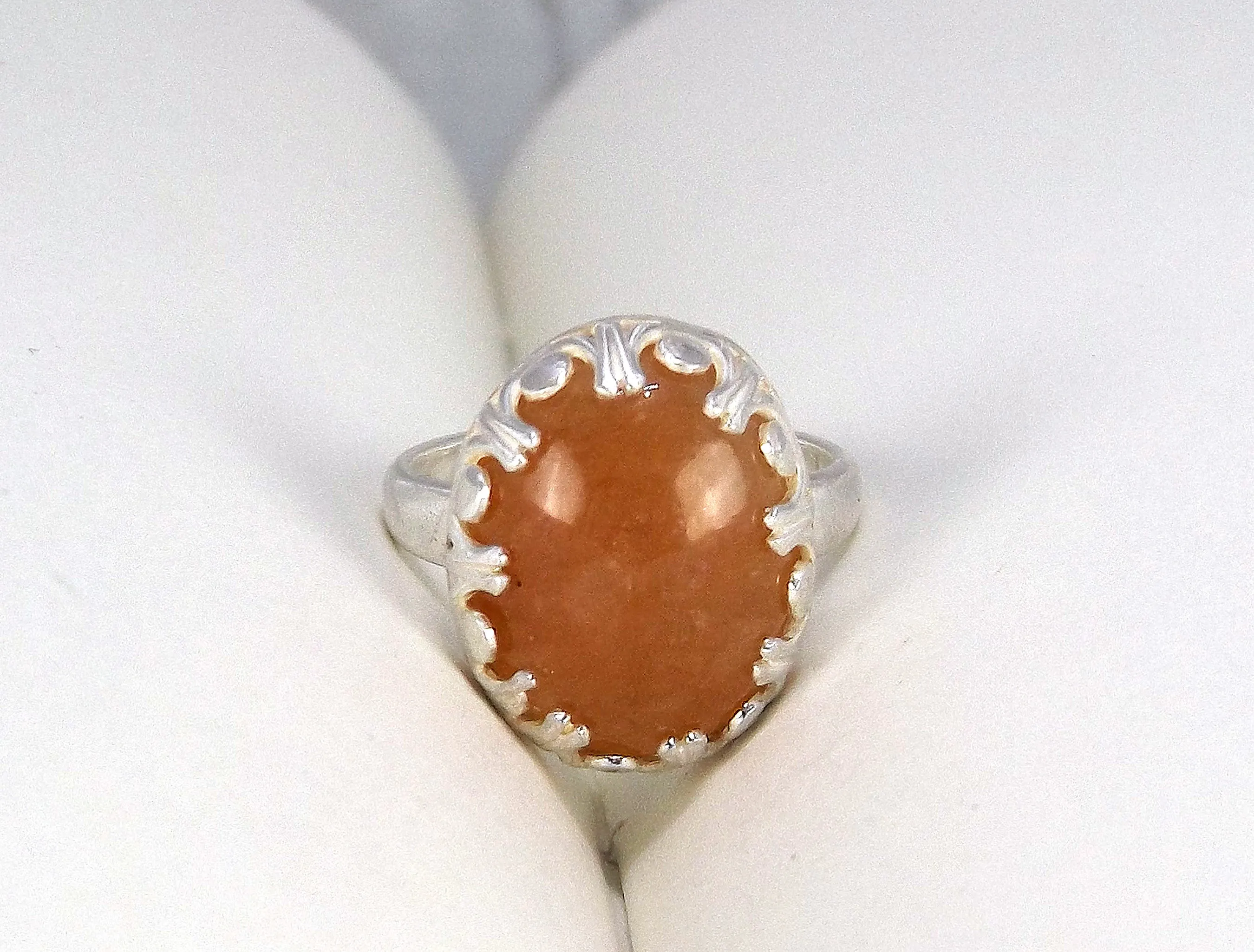 Adjustable Sterling Silver and Fire Quartz Ring