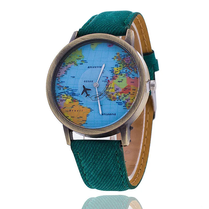 Airplane World Map Watch