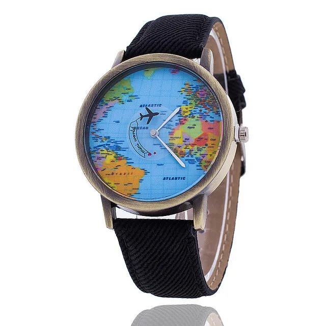 Airplane World Map Watch