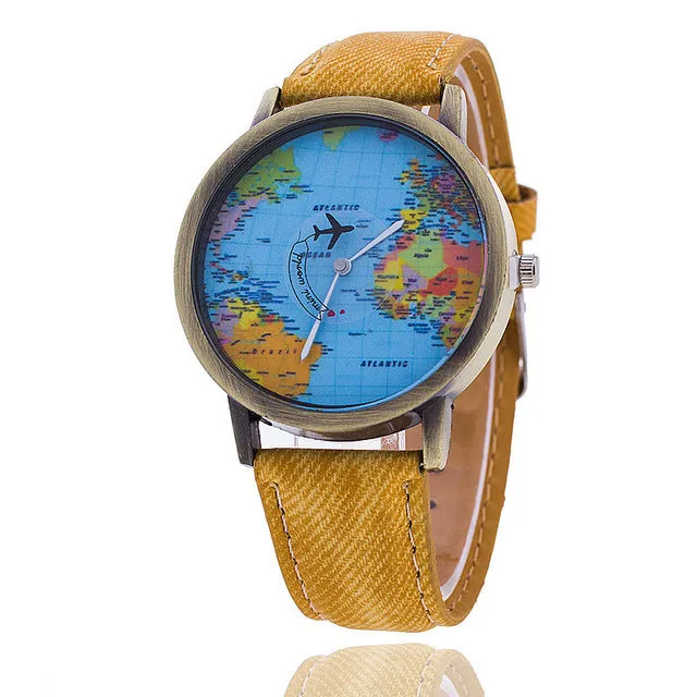 Airplane World Map Watch