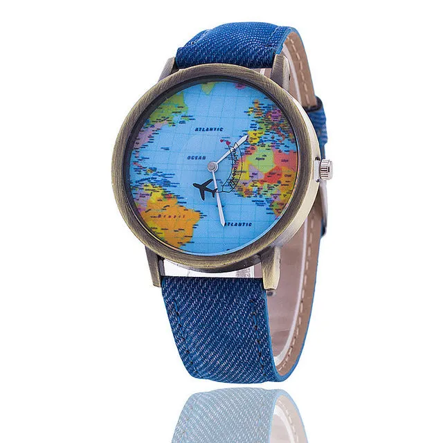 Airplane World Map Watch