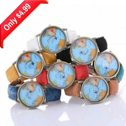 Airplane World Map Watch