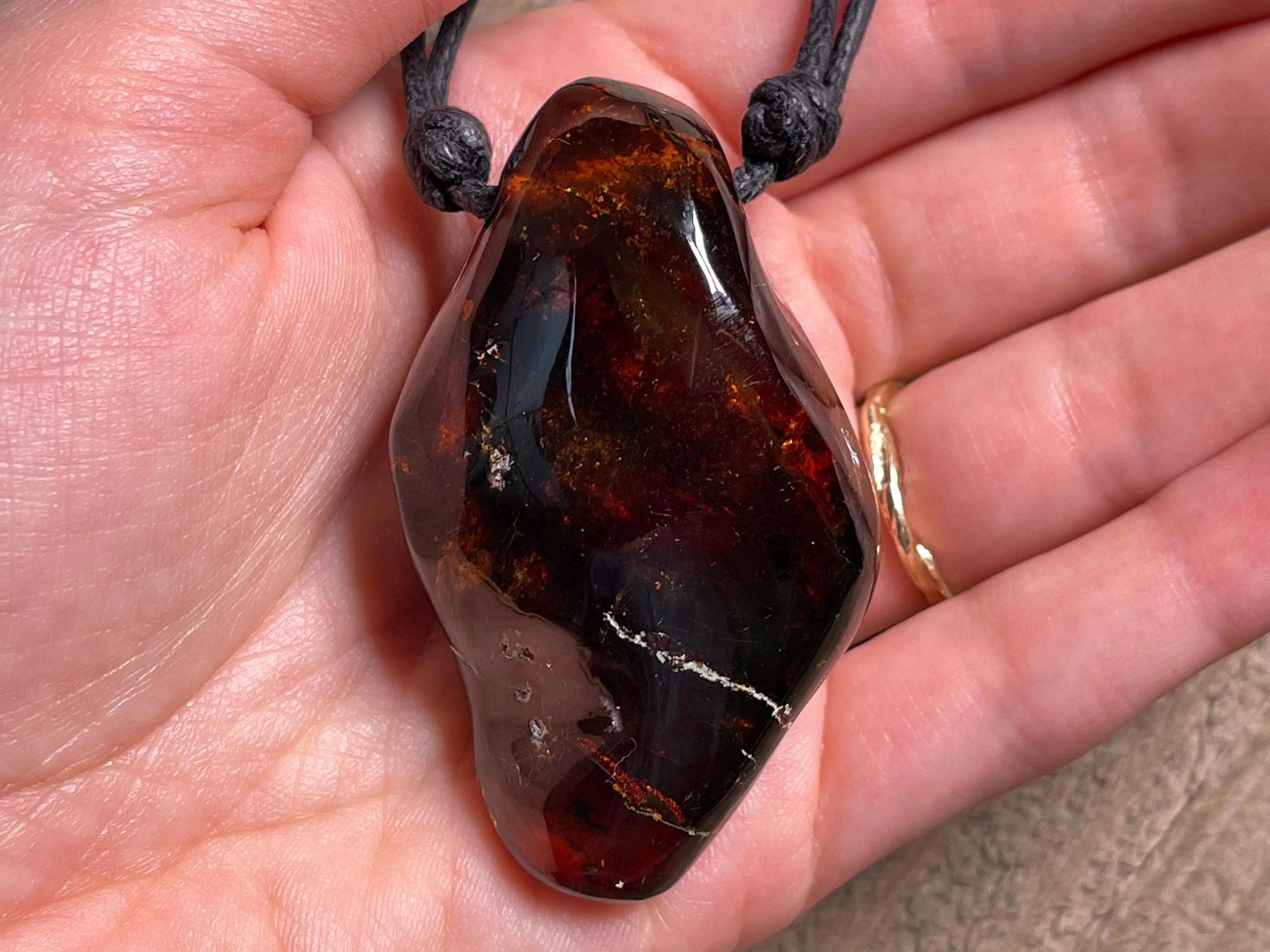 AMBER Crystal Necklace - Pendant Necklace, Handmade Jewelry, Healing Crystals and Stones, 48415