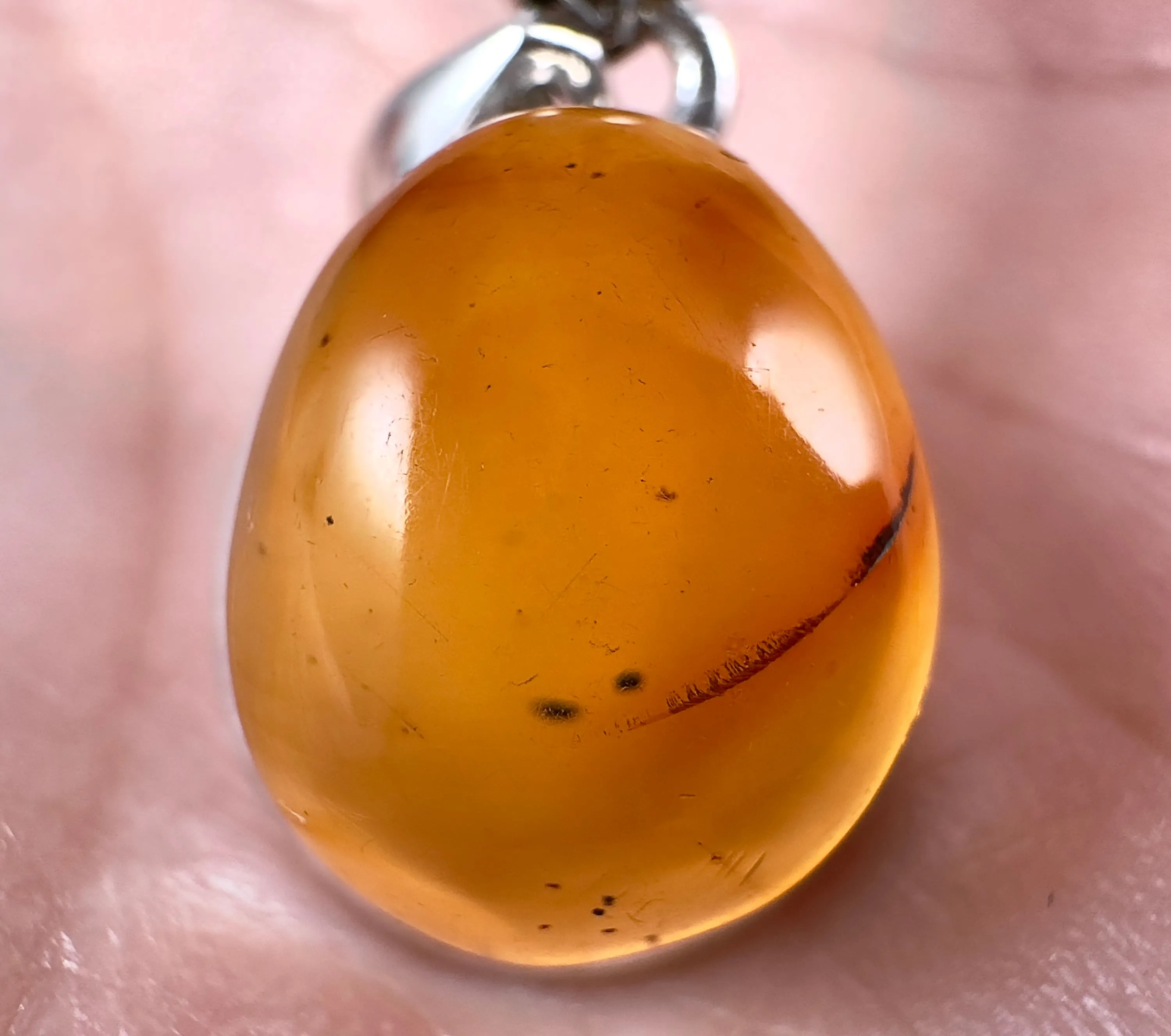 AMBER Crystal Pendant - Sterling Silver - Pendant Necklace, Fine Jewelry, Healing Crystals and Stones 53441