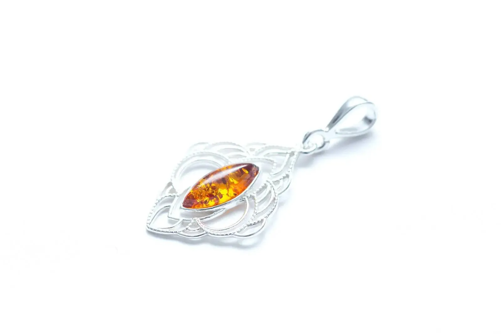 Amber Filigree Chandelier Pendant | Oriental Marquise Pendant | Cognac Amber