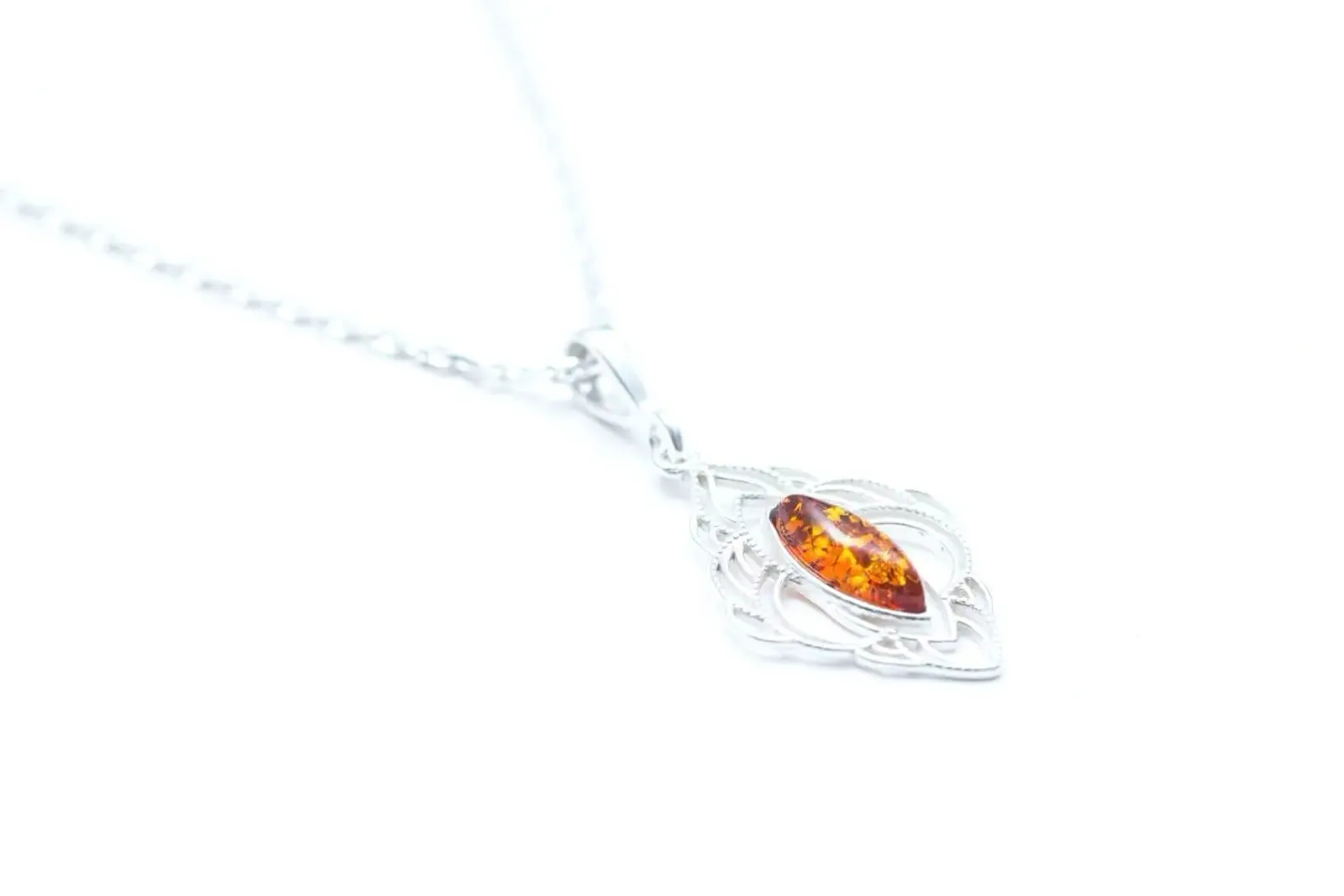 Amber Filigree Chandelier Pendant | Oriental Marquise Pendant | Cognac Amber