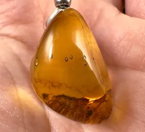 AMBER Pendant - AAA, Sterling Silver - Crystal Pendant, Fine Jewelry, Healing Crystals and Stones,  53416