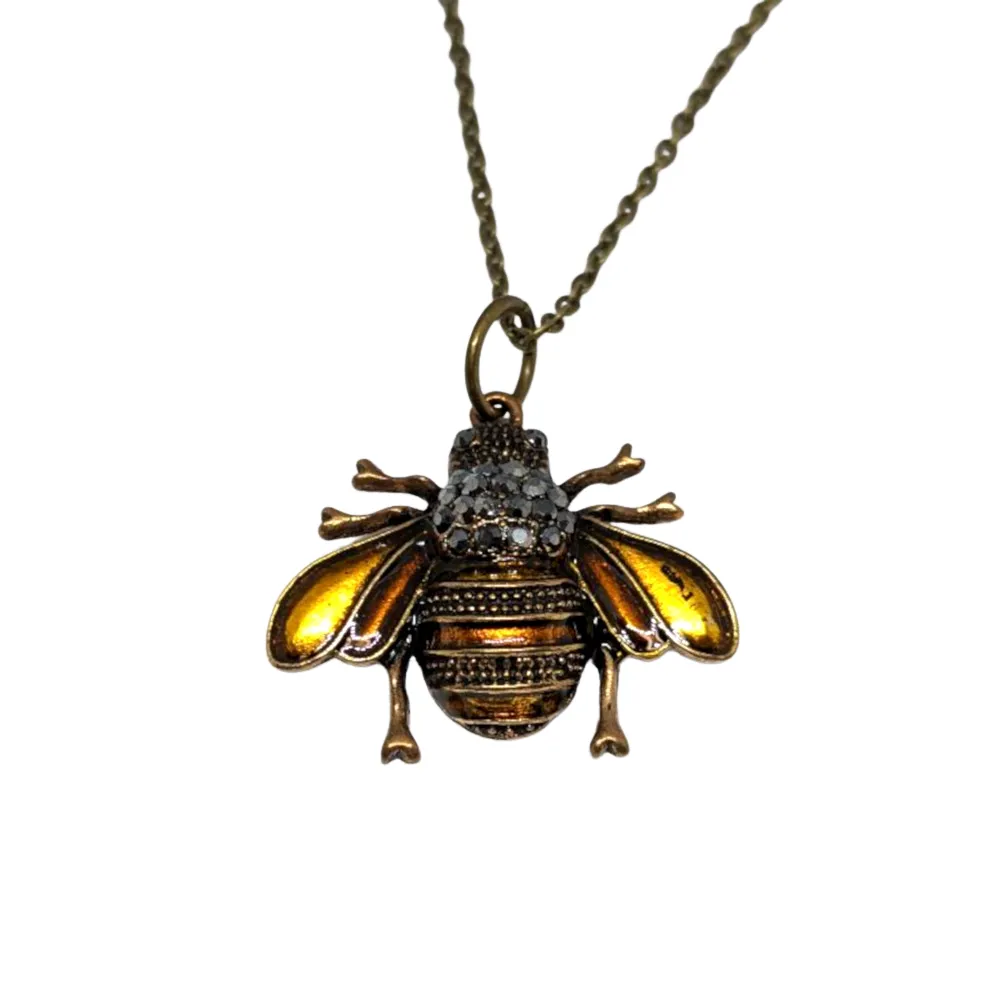 Amber Rhinestone Bee Necklace