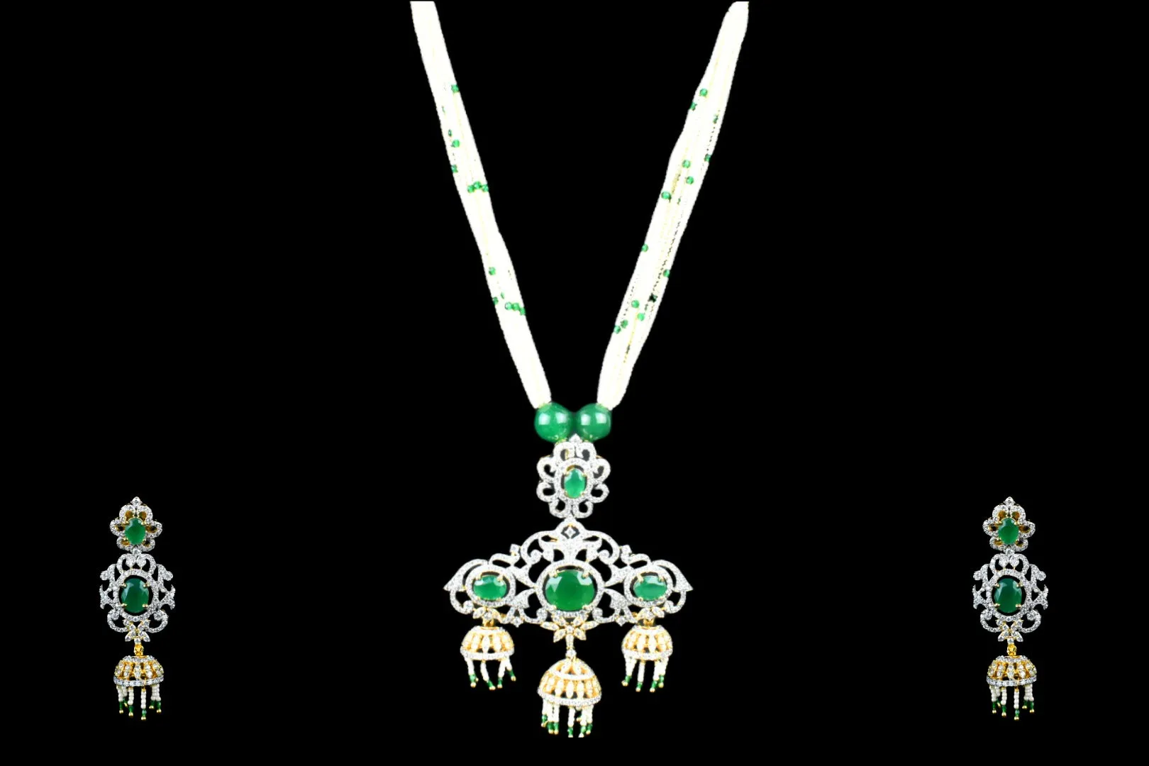 American Diamond Pendant With Beads Necklace By Asp Fashion Jewellery