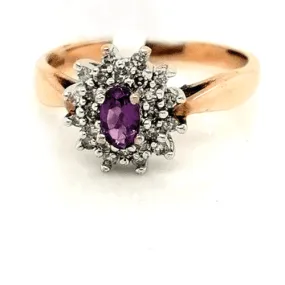 Amethyst & Diamond Cluster Ring