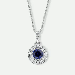 Ana | 9ct White Gold Lab Grown Diamond and Created Sapphire Necklace